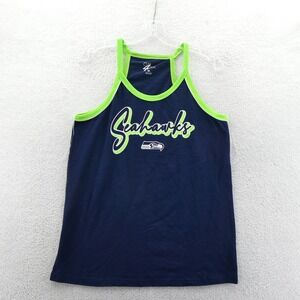 G-III Tank Women Medium Seattle Seahawks Navy Blue Lime Green NFL Y2K Vintage